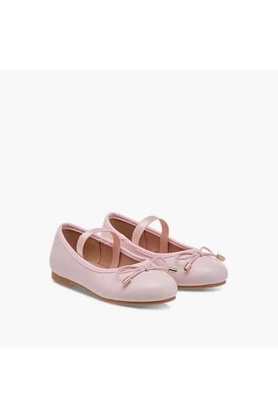 Juniors Bow Accent Ballerina Shoes with Elasticated Strap