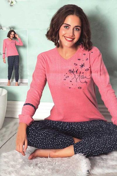 FAWN Set de pijamale cu mâneci lungi cu imprimeu cu stele pentru femei (8233)