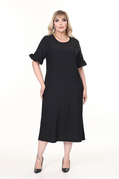 modayız Summer Short Sleeve Stretchy Plus Size Black Dress 8A-2655