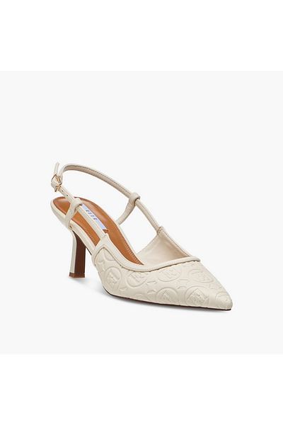 ELLE Women's Monogram Detail Shoes with Buckle Closure and Stiletto Heels