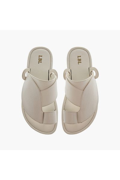 LBL by Shoexpress Textured Slip-On Arabic Sandals with Toe Loop Detail