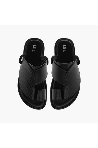 LBL by Shoexpress Textured Slip-On Arabic Sandals with Toe Loop Detail
