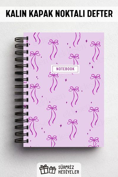 Eldesen Tasarım Spiral Thick Cover Dotted Notebook, A5 Size 80 Sheets 160 Pages, Dotted Notebook