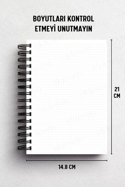 Eldesen Tasarım Spiral Thick Cover Dotted Notebook, A5 Size 80 Sheets 160 Pages, Dotted Notebook