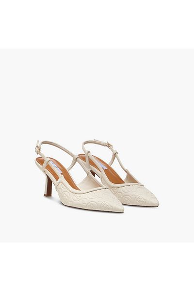 ELLE Women's Monogram Detail Shoes with Buckle Closure and Stiletto Heels