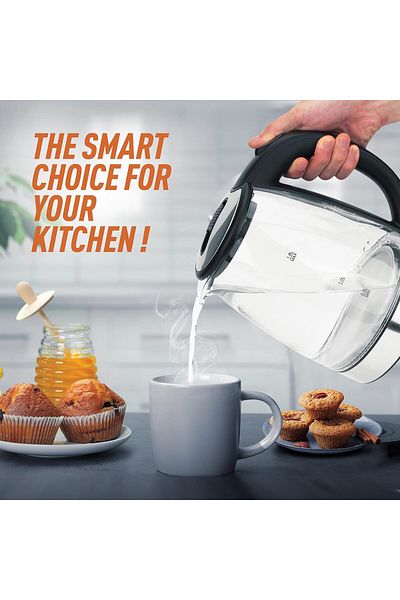COOYA 1.8 L Glass Electric Kettle with LED Indicator, Boil Dry Protection and Auto shut off ,1500W