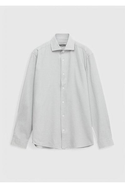 Ramsey Gray Plain Casual Fit Woven Casual 100% Cotton Shirt