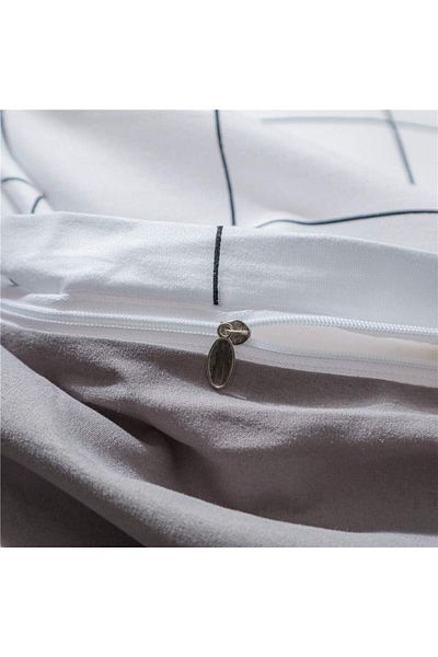 COOYA Duvet Cover Set Grid, Lightweight Comforter Cover(White)
