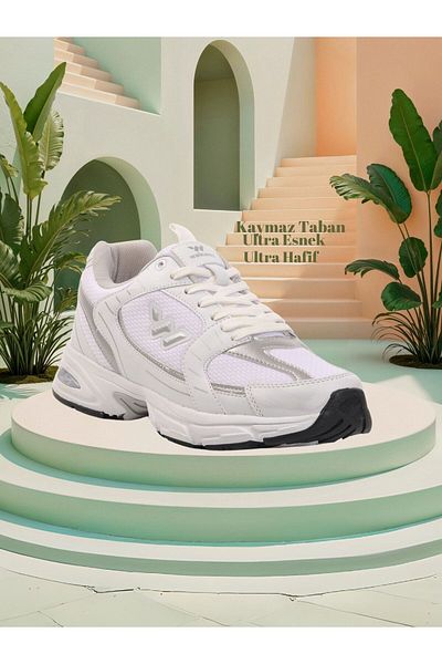 WALKWAY Pantofi sport unisex alb-argintiu
