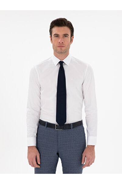 Cacharel Beyaz Slim Fit Pamuklu Klasik Yaka Basic Gömlek 50311078-VR013