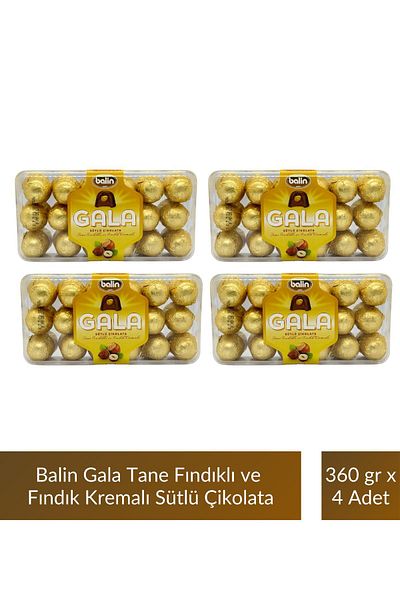 Kahve Dünyası Balin Gala Milk Chocolate with Hazelnuts and Hazelnut Cream 360 Gr X 4 Pieces