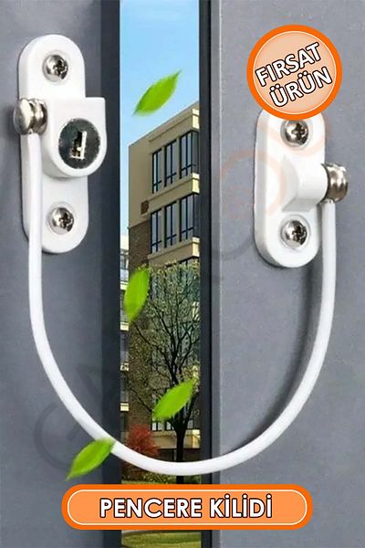 garaccu Λευκό PVC Pimapen - Πόρτα παραθύρου με σχοινί και κλειδί, ντουλάπι και κλειδαριά προστασίας