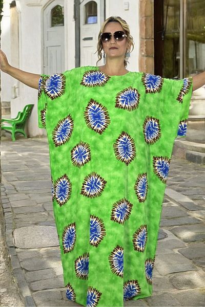 yagmurberen Βαμβακερό φόρεμα βισκόζης Extra Plus Size - Crew λαιμόκοψη, χαμηλό μανίκι, μέγεθος 58-64