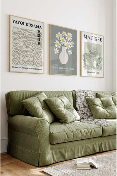 kutuTR Ahşap Çerçeveli Mdf Tablo Seti Matisse, Bohem, Kusama Salon Ve Oturma ...