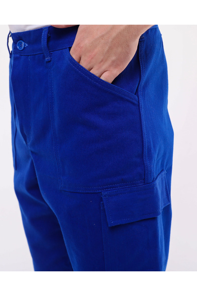 Çamdalı İş Elbiseleri 7/7 Gabardin Kışlık Saks Mavi Işçi Pantolonu Kalın Reflektörlü Iş Pantolonu