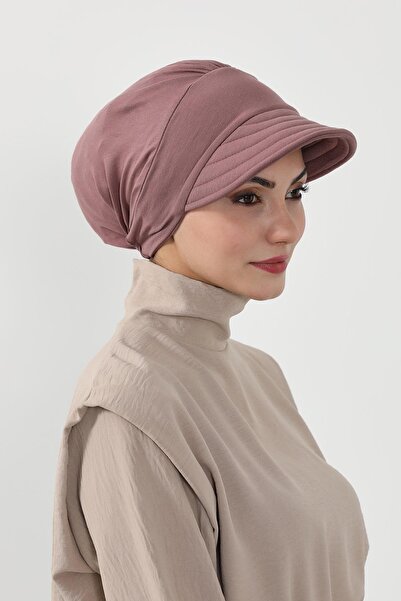Aisha's Design Combed Cotton Hat with Visor, B-73, Dusty Rose