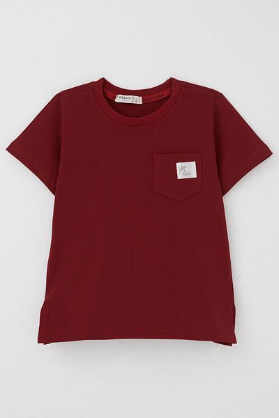 Breeze Boy's T-Shirt Cool Text Emblem Pocket 1.5-5 Years, Claret Red
