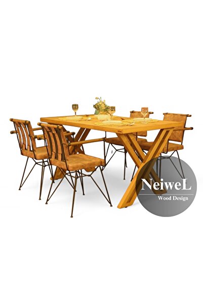 Neiwel Garden Sean Doğal Ahşap Bahçe Yemek Masası-100-200