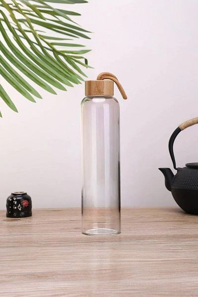 Kitchen Way Bamboo Lid Drawstring Glass Flask Kw-344 Series