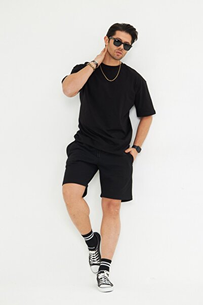 The Champ Clothing Ανδρικό βαμβακερό σορτς μέχρι το γόνατο μαύρο – Άνετη εφαρμογή, με κορδόνι και διπλές τσέπες,