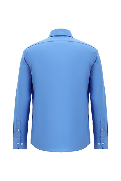 Abdullah Kiğılı Uzun Kol Slim Fit Dar Kesim Klasik Non Iron Saten Pamuk Gömlek