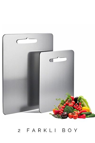 takasat Set of 2 Stainless Steel Cutting Boards - Antibacterial, Durable and Convenient (30X40Cm-24X34Cm)