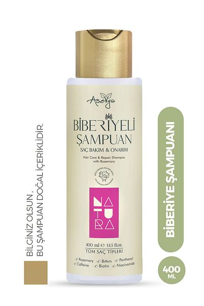 asellya sağlıklı yaşam Anti-Hair Loss Rosemary Shampoo 400ml - Bıttım and Biotin with Caffeine