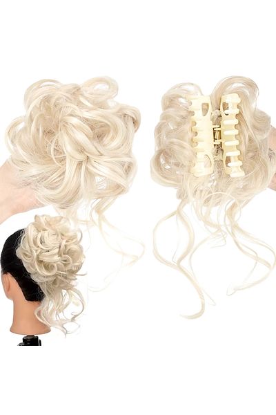 Mina Peruk White Platinum Buckle Tailed Messy Bun