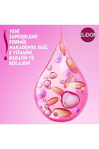 Elidor Superblend Serum - Hair Conditioner 350 Ml, Strong and Bright Vitamin E Macadamia Oil & Keratin