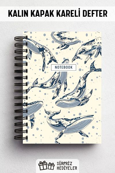 Eldesen Tasarım Spiral Thick Cover Checkered Notebook, A5 Size 80 Sheets 160 Pages, Checkered Notebook