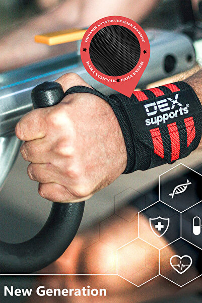 Dex Supports Wrist Wraps Siyah Kırmızı Spor Bileklik