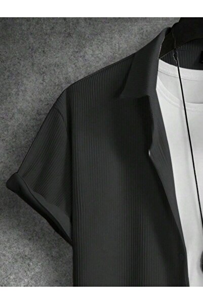 Altamira Ανδρικό μαύρο κοντομάνικο πουκάμισο σορτς Οθωμανικό κοστούμι