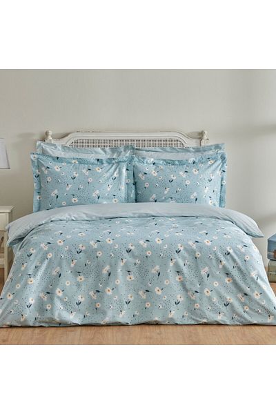 Karaca Daisy 100% Baumwolle Doppel Bettbezug Set, Mint