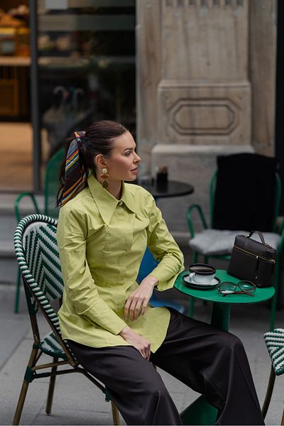 Merve DAĞLI Meghan Poplin Cămașă verde