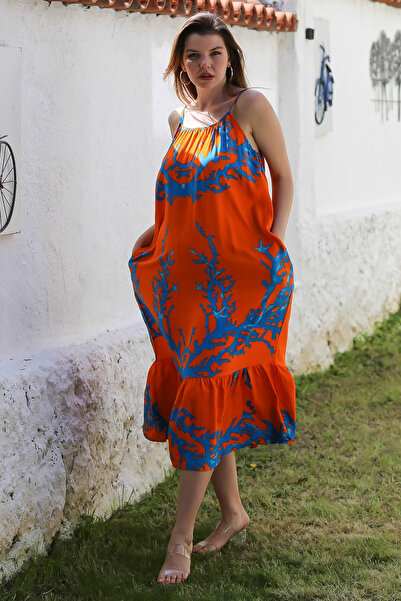 Chiccy Помаранчева сукня з прихованими кишенями, воланами та регульованими бр...