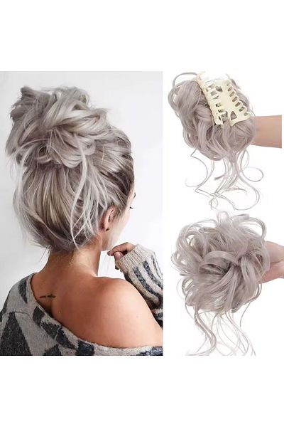 Mina Peruk Messy Bun with Buckle Tail - Light Gray