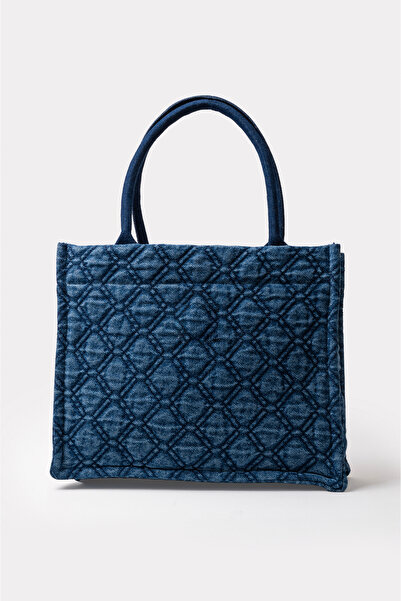 Icone Жіноча сумка з деніму з капітоне-візерунком - ручна, на руці та через плече, можна прати