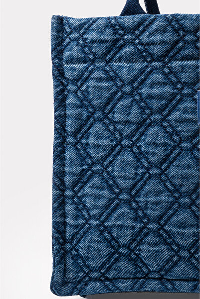 Icone Жіноча сумка з деніму з капітоне-візерунком - ручна, на руці та через плече, можна прати