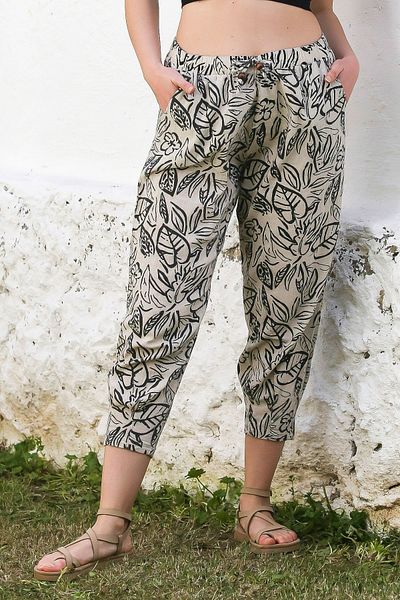 Chiccy Beige Pocket Washed Elastic Waist Baggy Woven Trousers 90 65