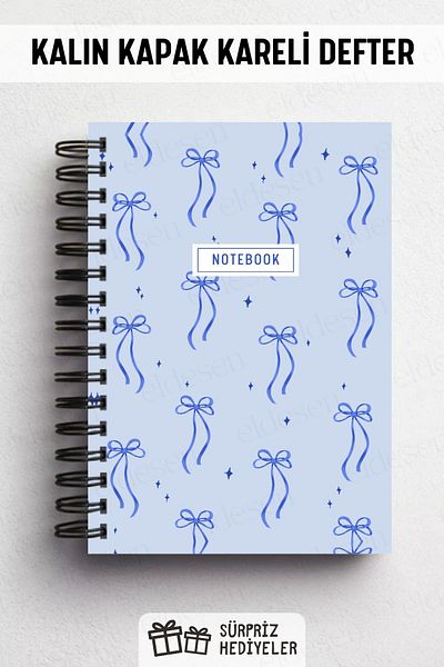 Eldesen Tasarım Spiral Thick Cover Checkered Notebook, A5 Size 80 Sheets 160 Pages, Checkered Notebook