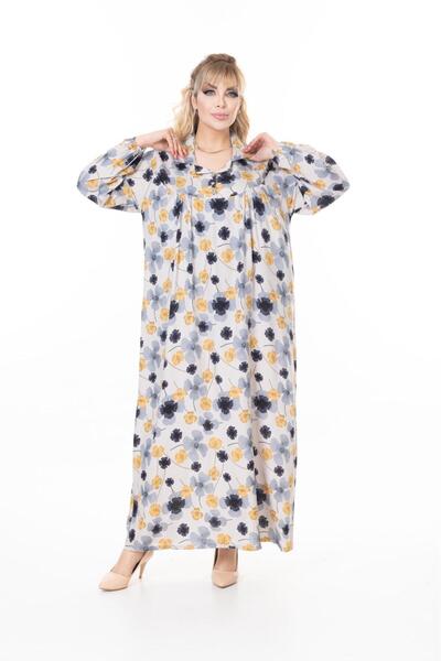 mervemoda Women's Long Sleeve Plus Size Woven Summer Long Sleeve Dress