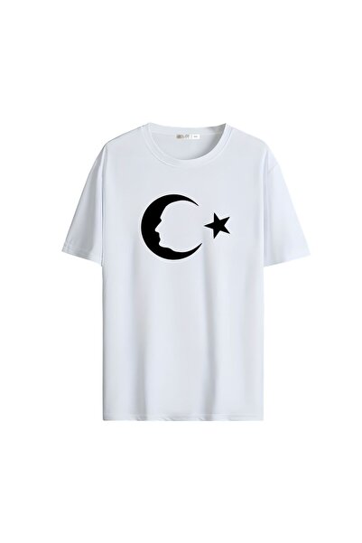 Gölge Store Crveno-bela majica sa zastavom i Ataturkom, prevelika unisex maji...