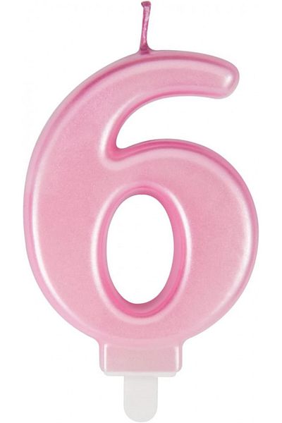 Uvtqssp Uvtqssp cake candle, number 6, wax, pink, 8 cm