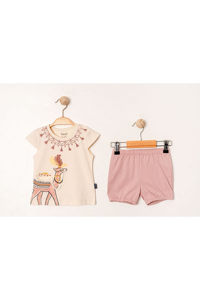 Miniworld Baby Girl Combed Cotton Shorts Suit / Printed Baby Girl Suit/ Combed Cotton Shorts Girl Suit