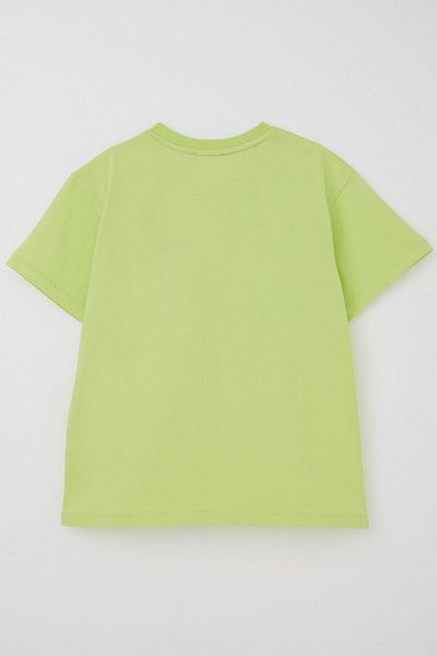 Breeze Boy's T-Shirt with Double Pocket Detail, Embossed Text Printed, 6-12 Years Old, Pistachio Green