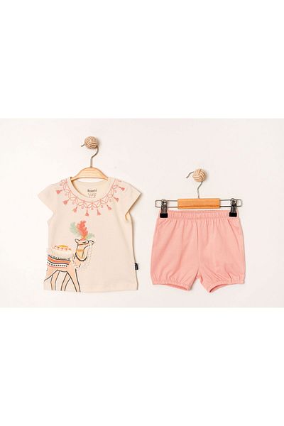 Miniworld Baby Girl Combed Cotton Shorts Suit / Printed Baby Girl Suit/ Combed Cotton Shorts Girl Suit