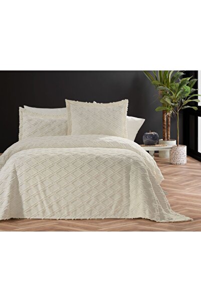 vionetta 3 Parça Çift Kişilik Baklava Yatak Örtüsü