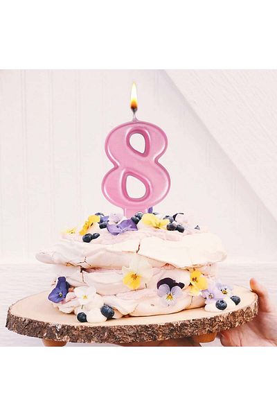 Uvtqssp Uvtqssp cake candle, number 8, wax, pink, 8 cm