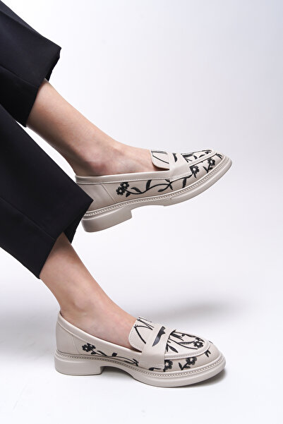 Riccon Safthaela Kadın Loafer 0012452 Bej