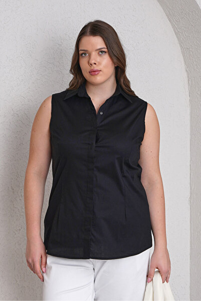 Büyük Moda Sleeveless Poplin Shirt